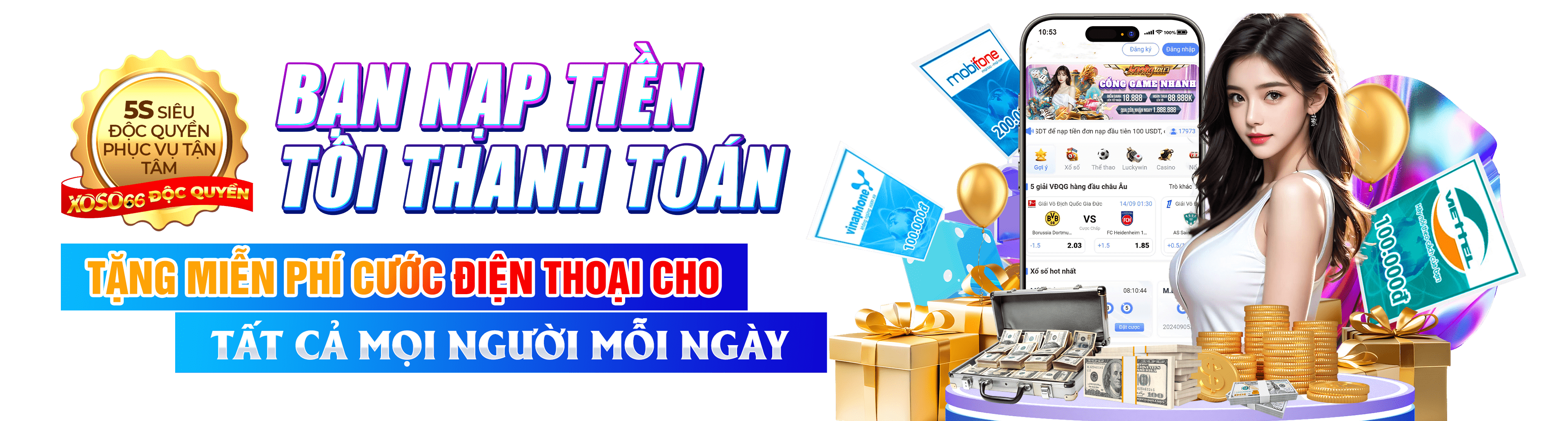 Hình ảnh quảng cáo của mcwcasino hiển thị nền tảng và các lợi ích