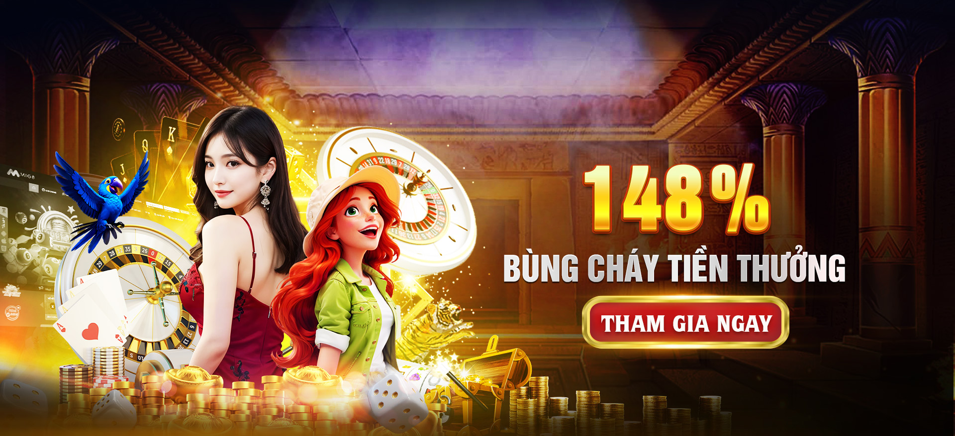 Hình ảnh quảng cáo của mcwcasino hiển thị nền tảng và các lợi ích