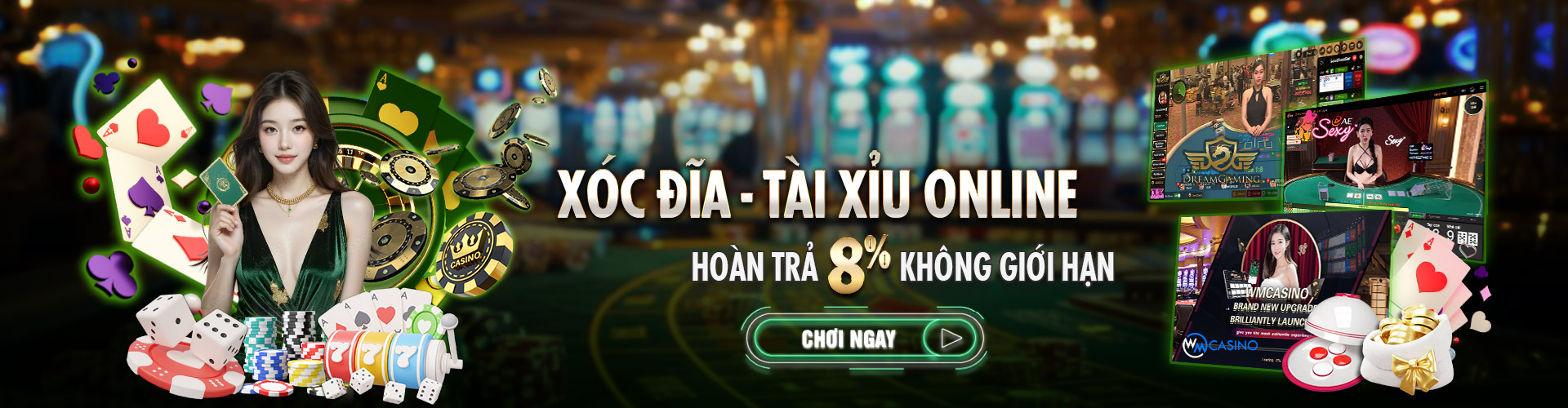 Hình ảnh quảng cáo của mcwcasino hiển thị nền tảng và các lợi ích